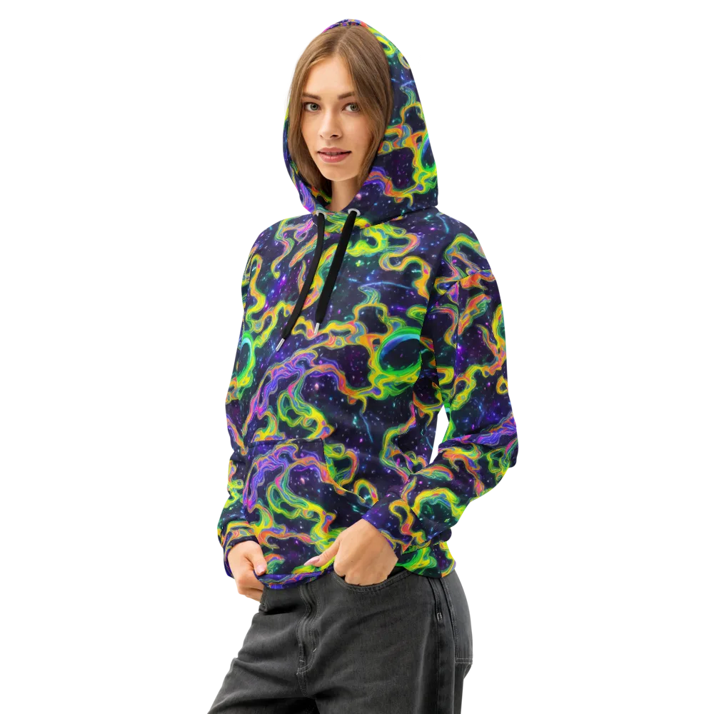 Neon Star Current on Cotton Hoodie — Left Front
