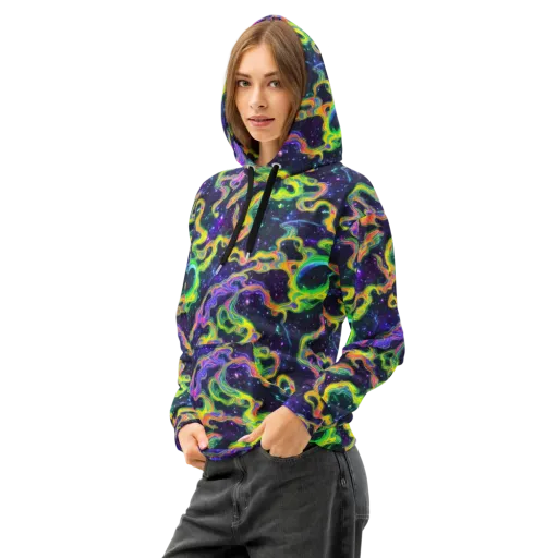 Neon Star Current on a Cotton Hoodie