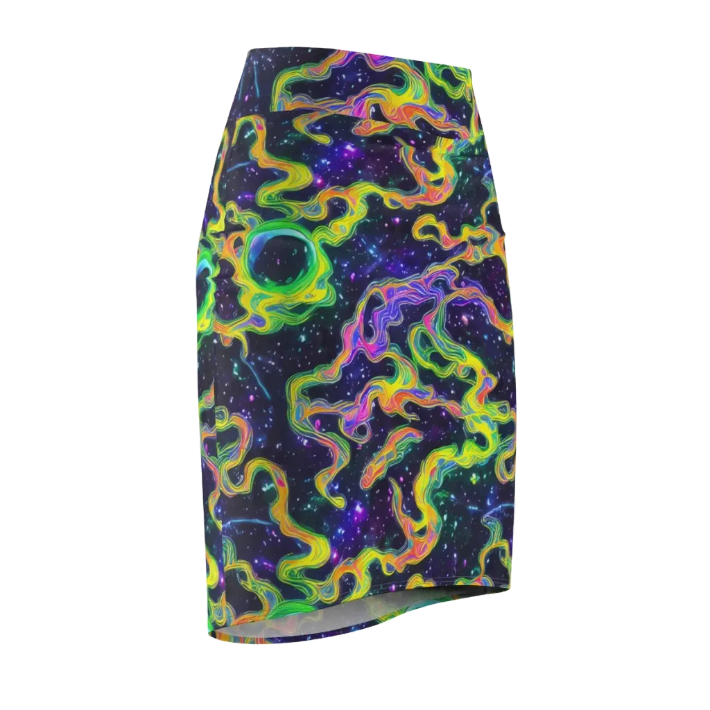 Neon Star Current on Pencil Skirt — Front Side