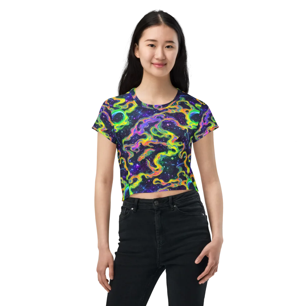 Neon Star Current on Crop Tee — Front