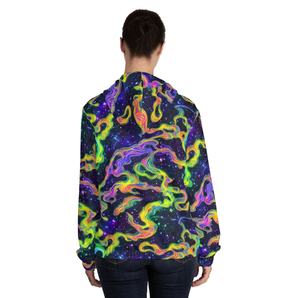 Neon Star Current on Women's Full-Zip Hoodie — Back On Person
