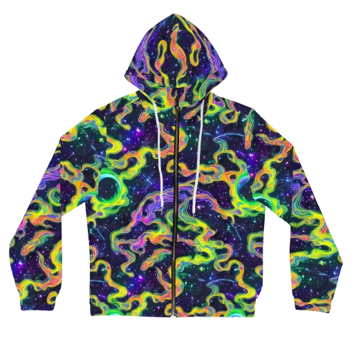 Neon Star Current on a Women's Full-Zip Hoodie