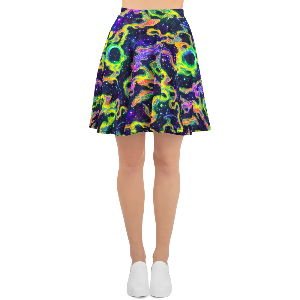 Neon Star Current on Skater Skirt — Front