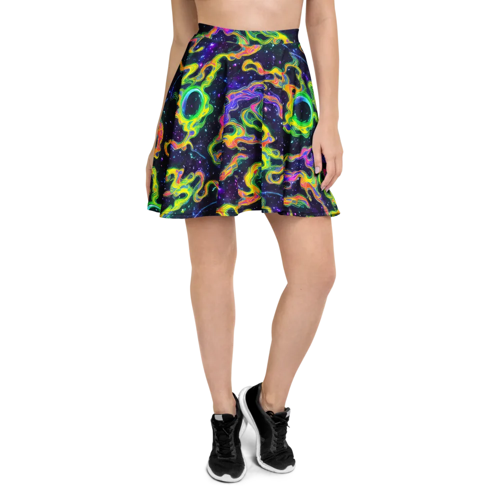 Neon Star Current on Skater Skirt — Front