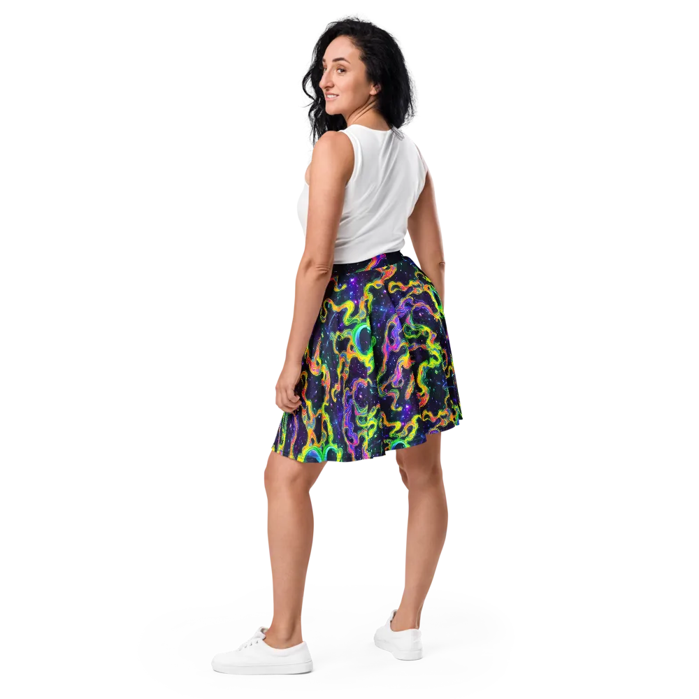 Neon Star Current on Skater Skirt — Back