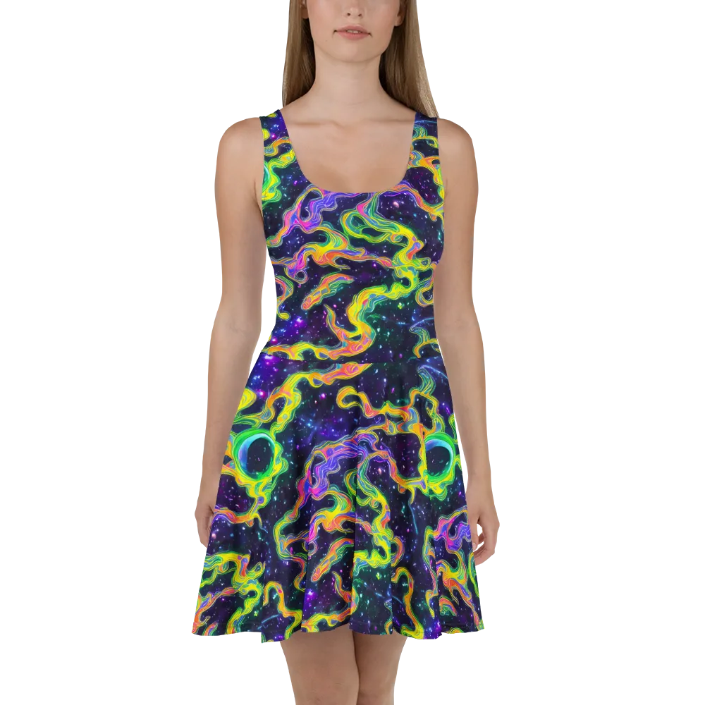 Neon Star Current on Skater Dress — Front