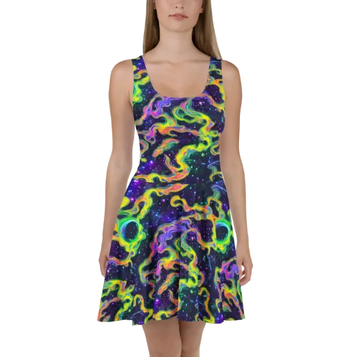 Neon Star Current on a Skater Dress