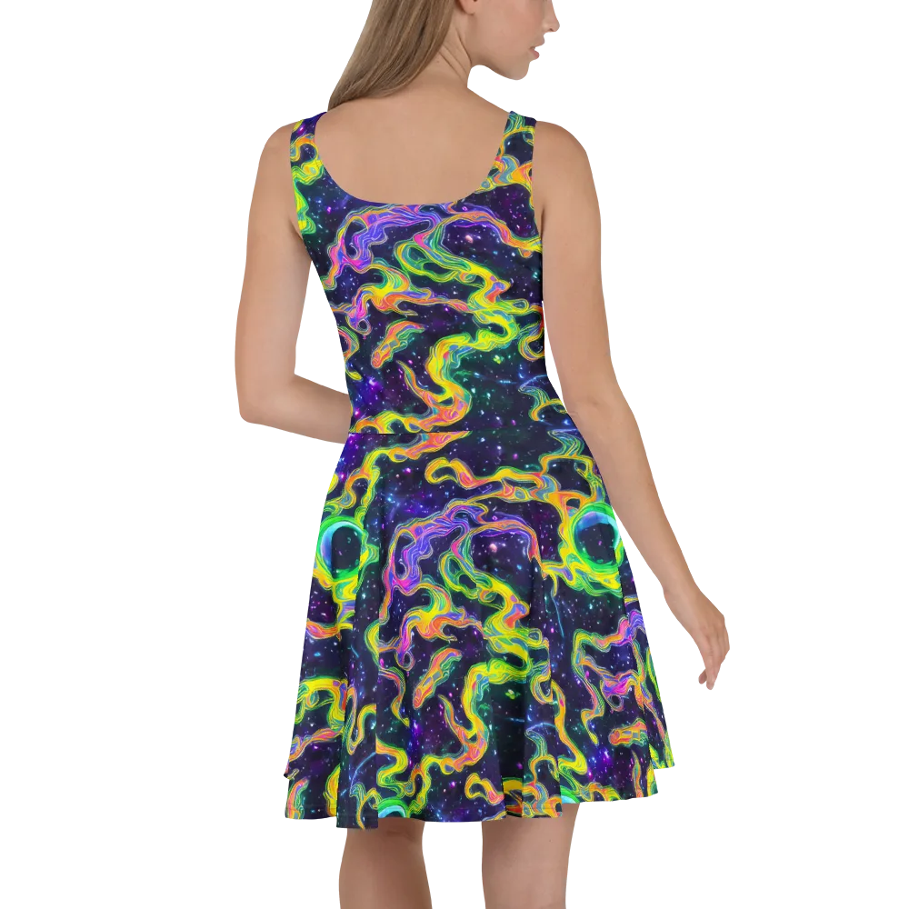 Neon Star Current on Skater Dress — Back