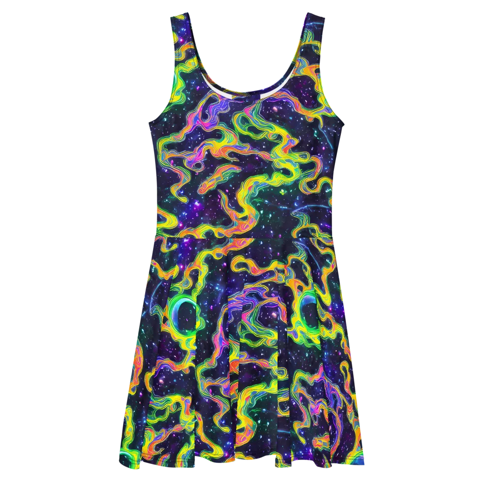 Neon Star Current on Skater Dress — Front