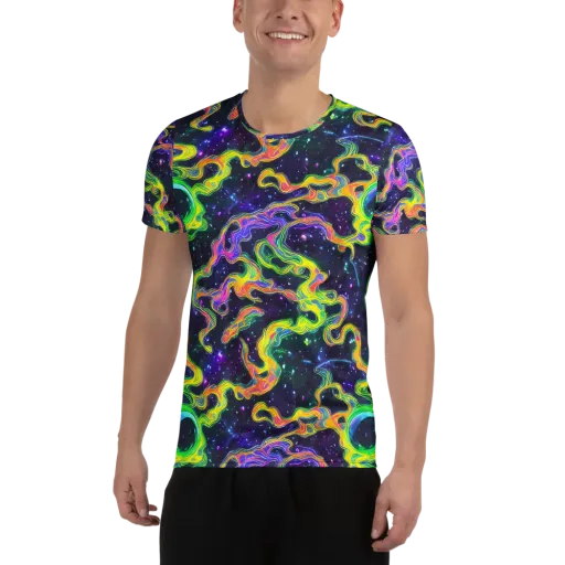 Neon Star Current on a Men's Athletic T-Shirt