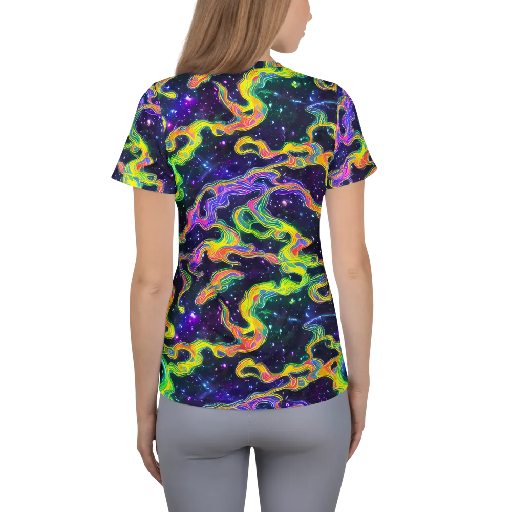 Neon Star Current on Women's Athletic T-Shirt — Back