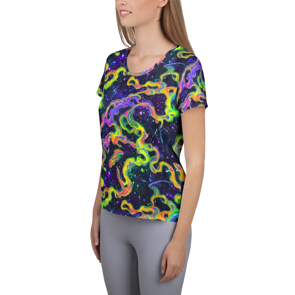 Neon Star Current on Women's Athletic T-Shirt — Left