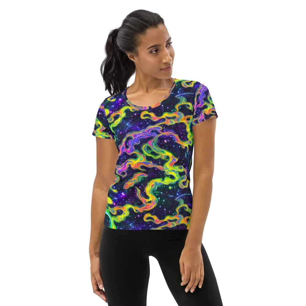 Neon Star Current on Women's Athletic T-Shirt — Front
