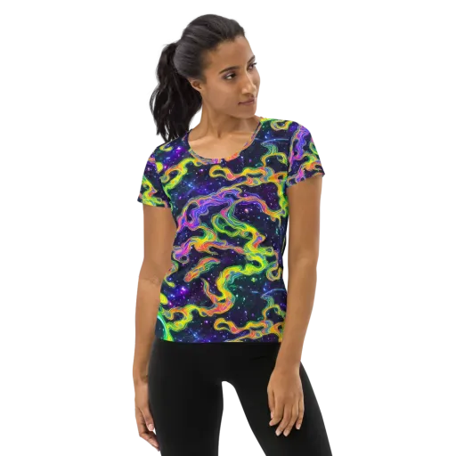Neon Star Current on a Women's Athletic T-Shirt