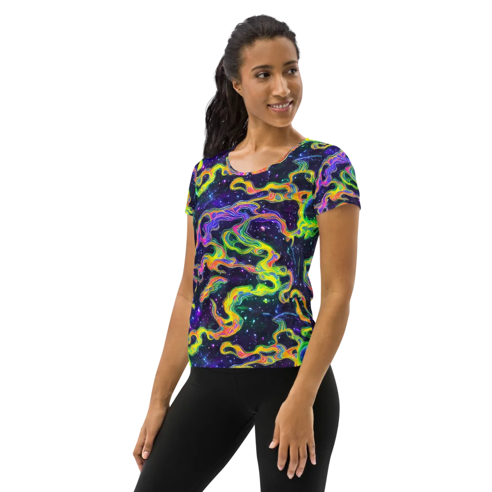 Neon Star Current on Women's Athletic T-Shirt — Left