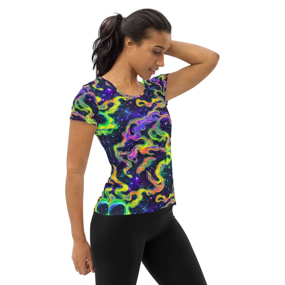 Neon Star Current on Women's Athletic T-Shirt — Right