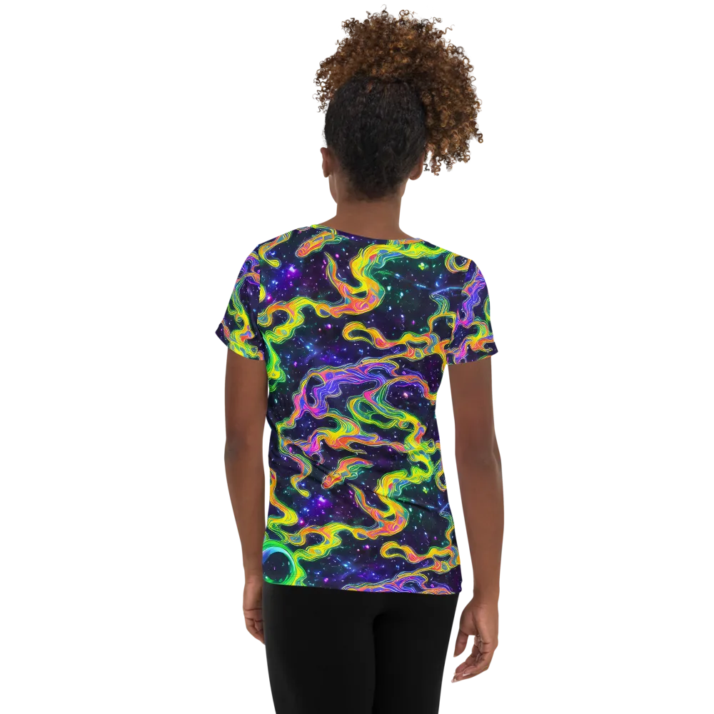 Neon Star Current on Women's Athletic T-Shirt — Back