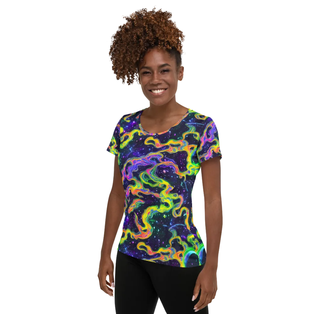 Neon Star Current on Women's Athletic T-Shirt — Left