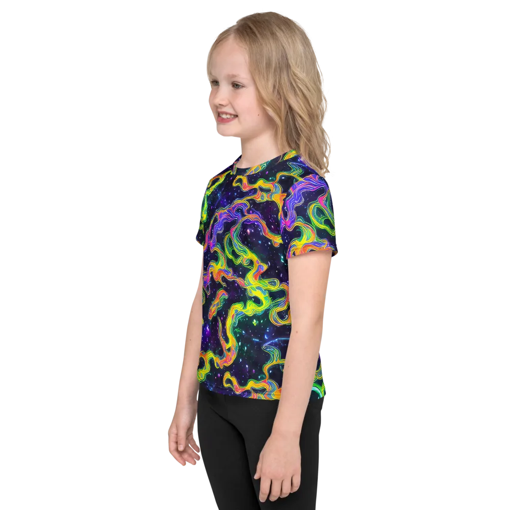 Neon Star Current on Kids Crew Neck T-Shirt — Left