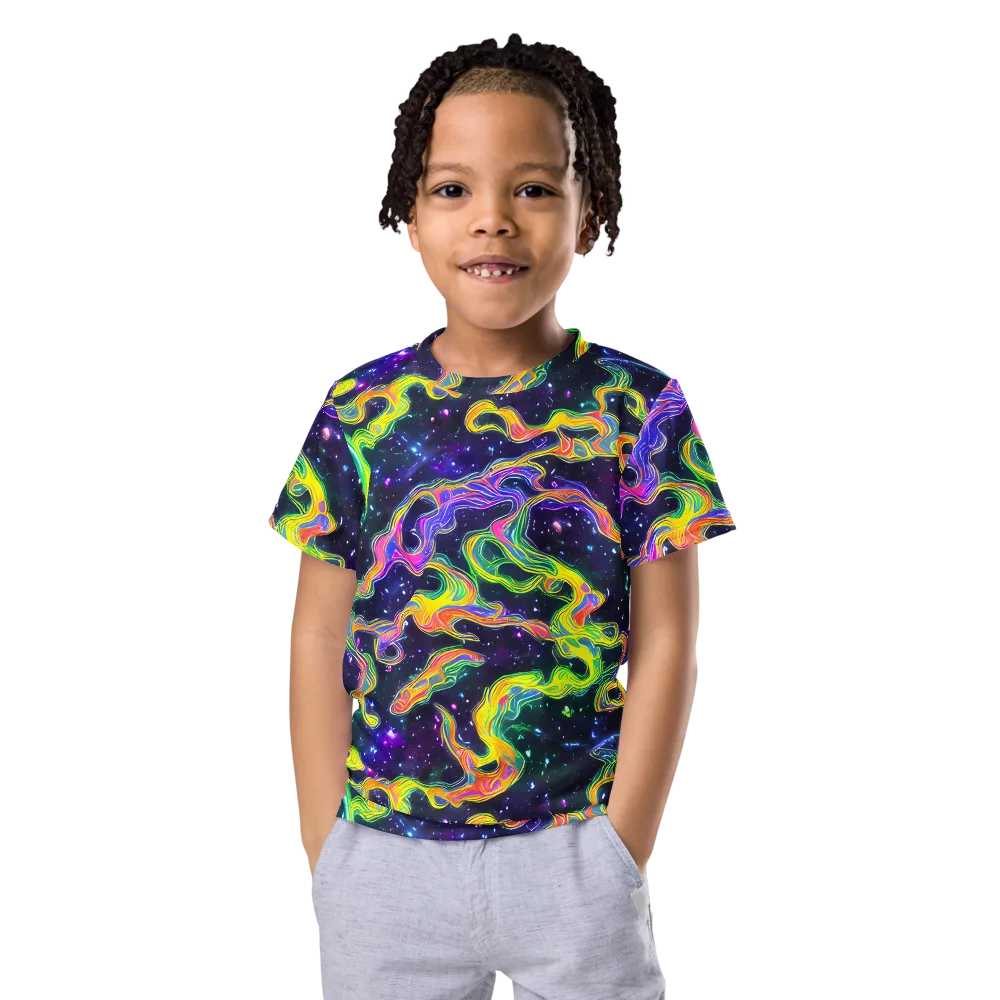 Neon Star Current on Kids Crew Neck T-Shirt — Front