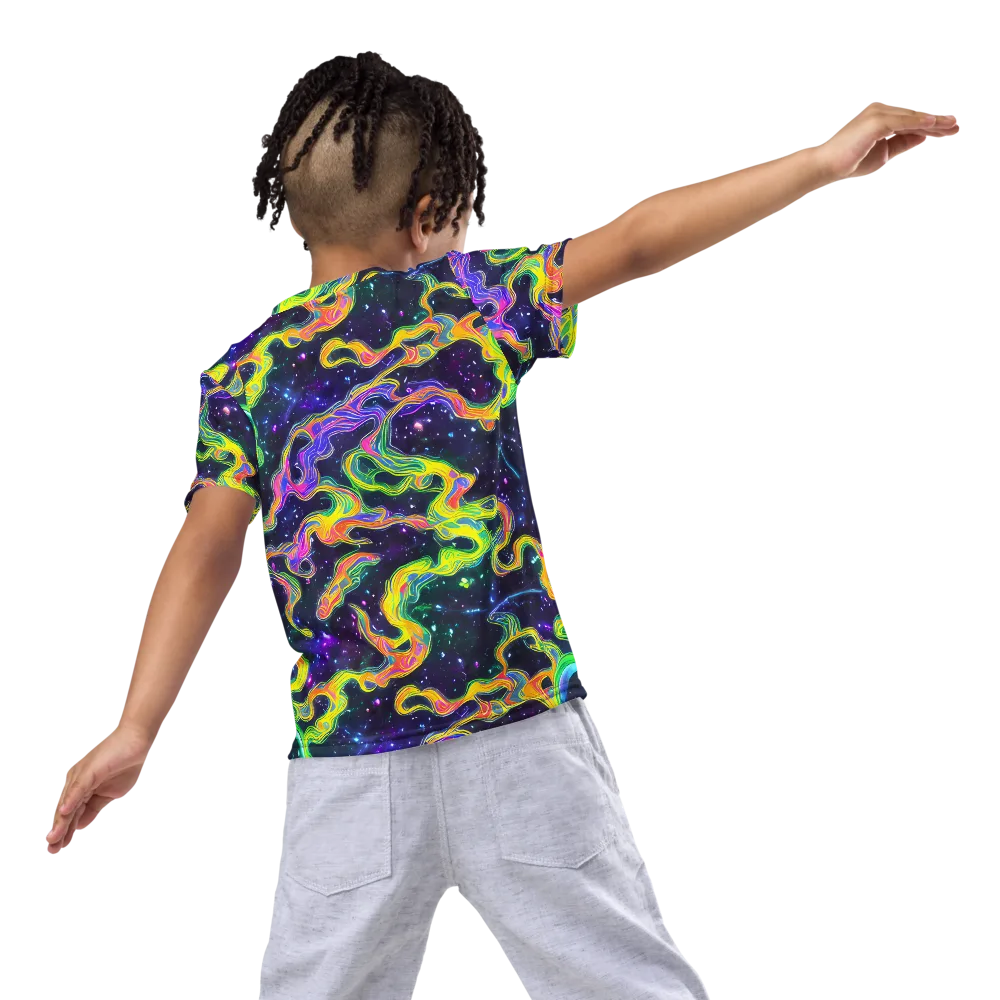 Neon Star Current on Kids Crew Neck T-Shirt — Back