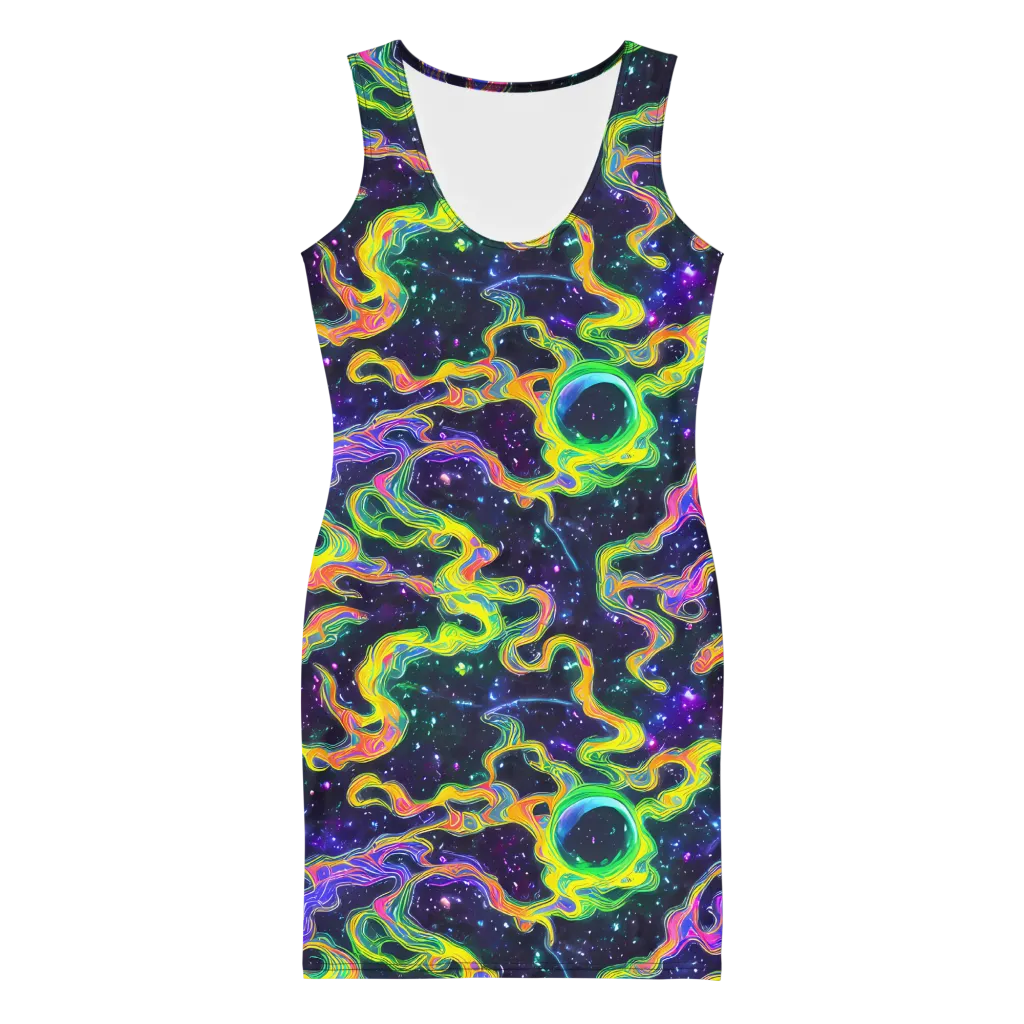 Neon Star Current on Bodycon Dress — Front