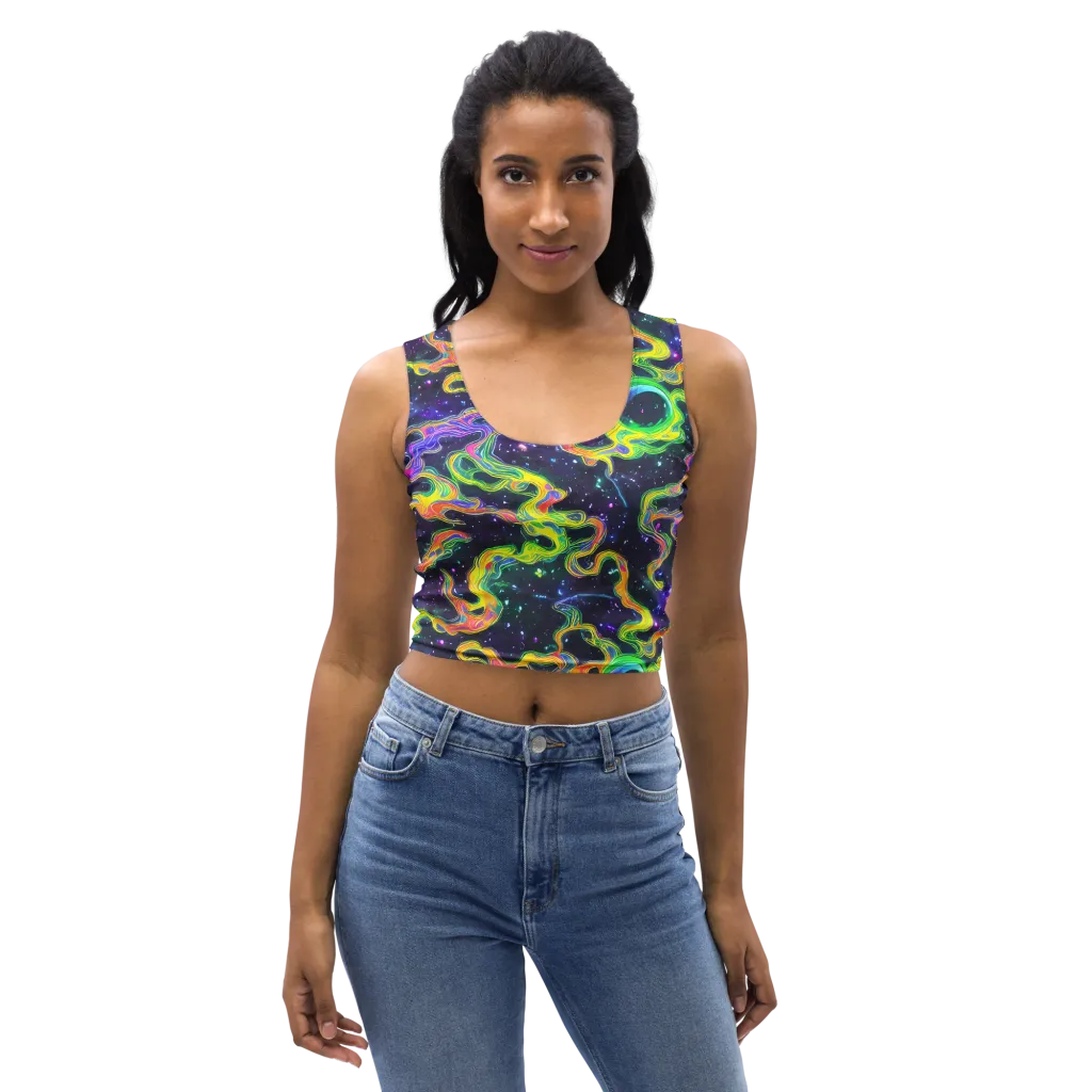 Neon Star Current on Crop Top — Front