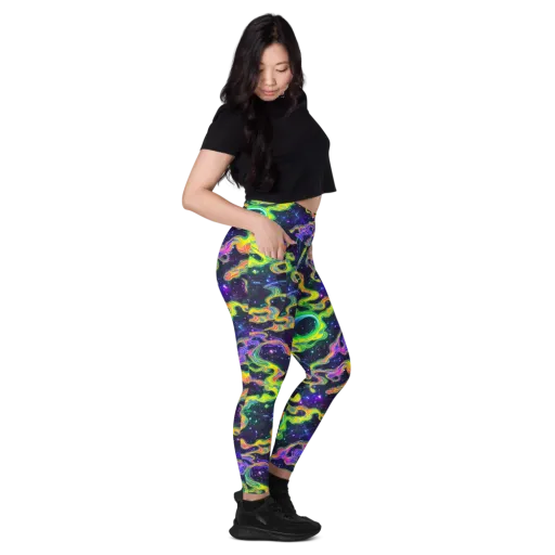 Neon Star Current on a Leggings with Pockets