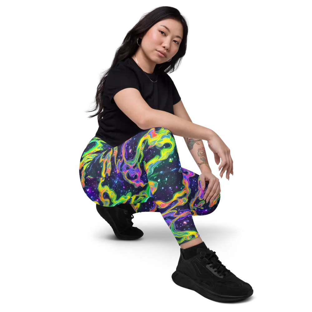 Neon Star Current on Leggings with Pockets — Right Front