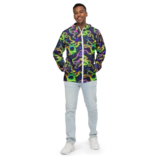Neon Star Current on a Men's Windbreaker