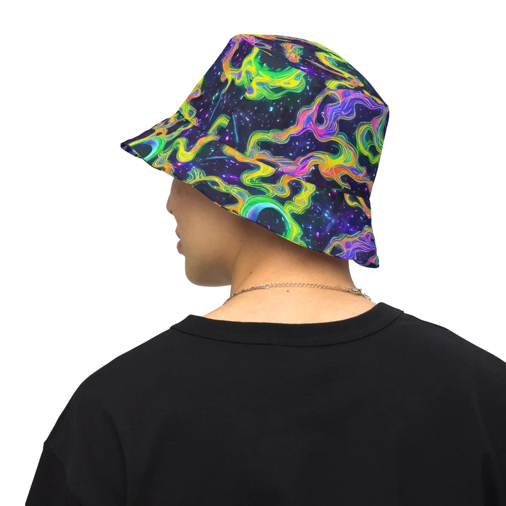 Neon Star Current on Reversible Bucket Hat — Back Inside