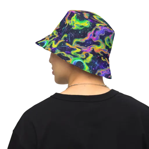 Neon Star Current on a Reversible Bucket Hat