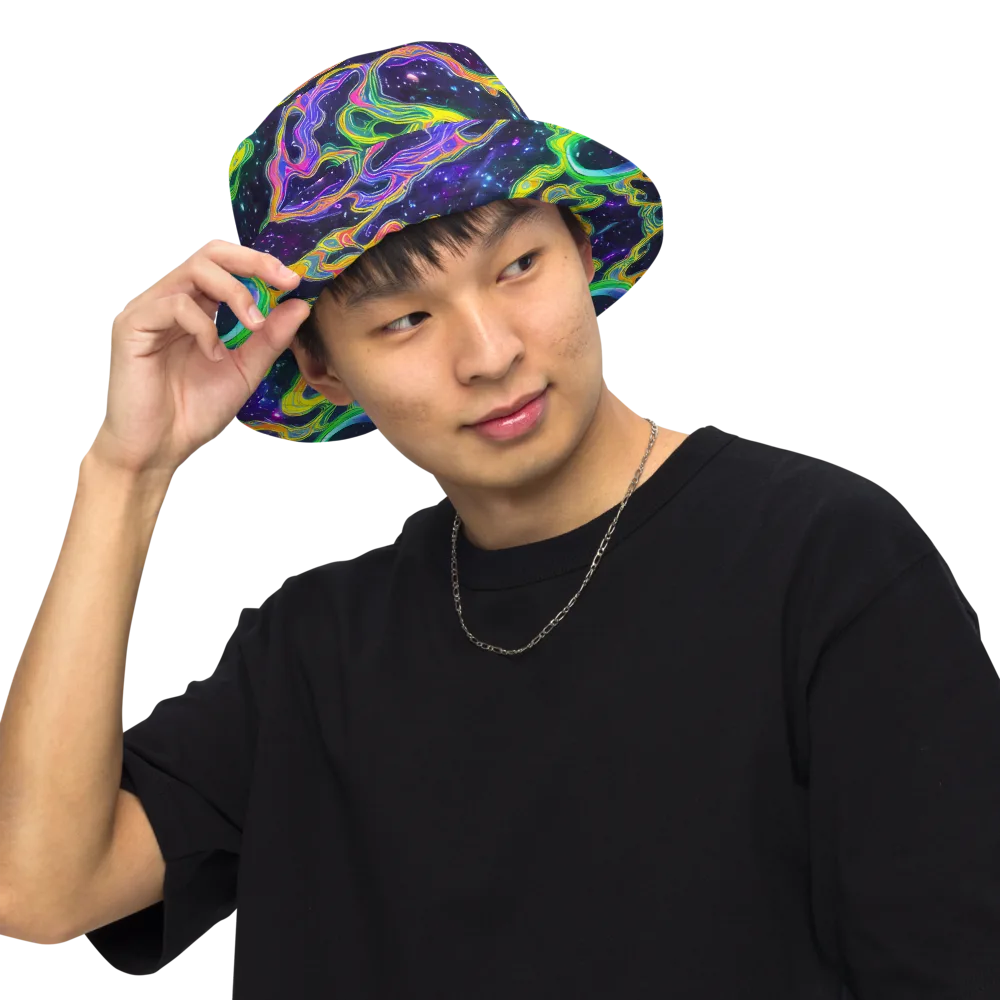Neon Star Current on Reversible Bucket Hat — Front Inside