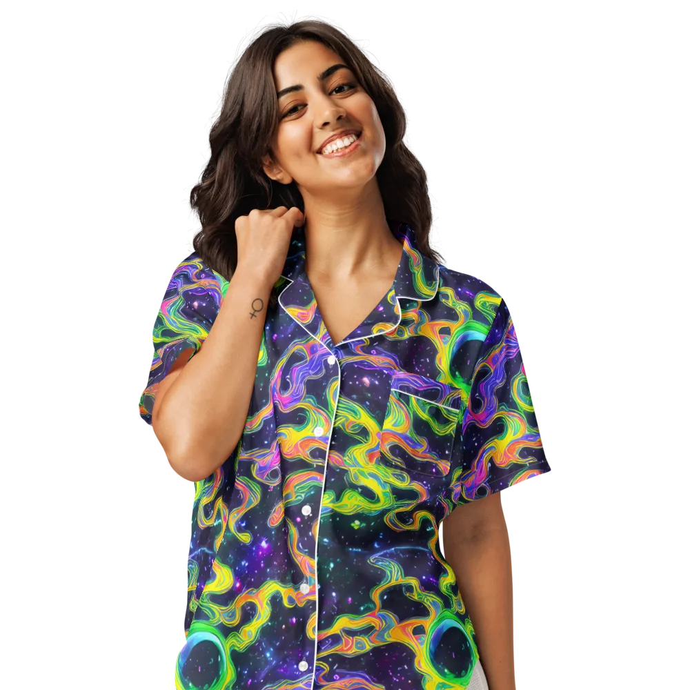 Neon Star Current on Women's Short Sleeve Pajama Top — Front