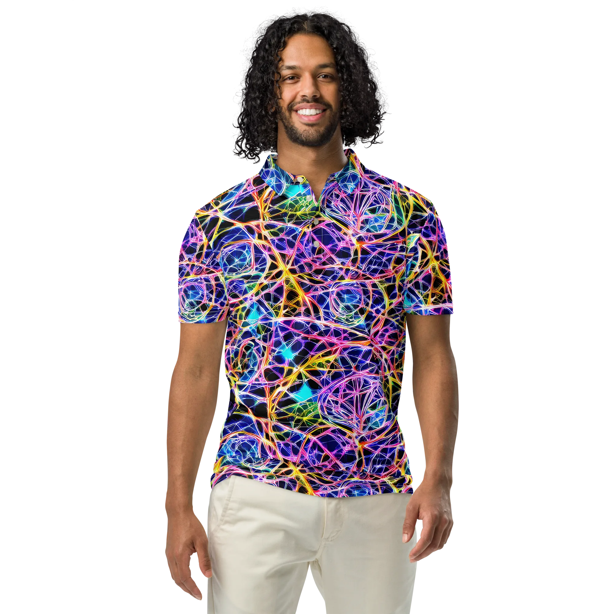 Laser Lace on Men's Slim Fit Polo Shirt — Front