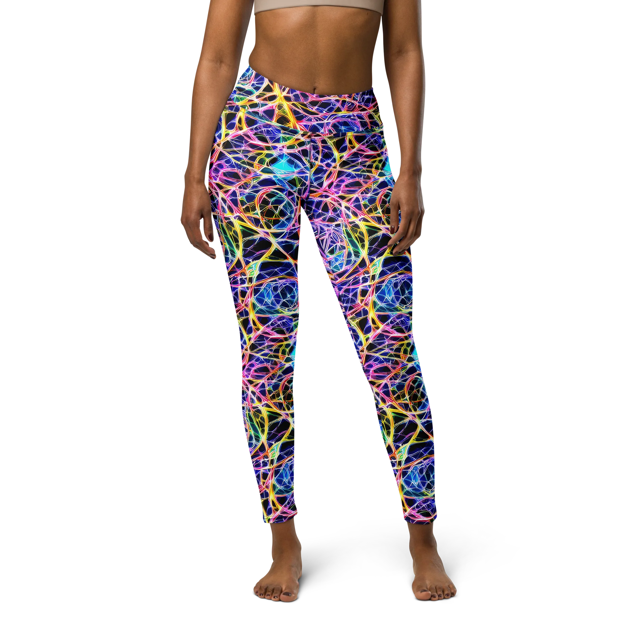 Laser Lace on Yoga Leggings — Front