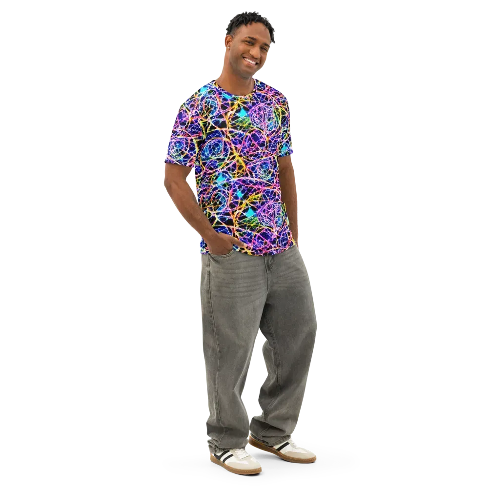 Laser Lace on Men's Cotton Crew Neck T-Shirt — Right Front