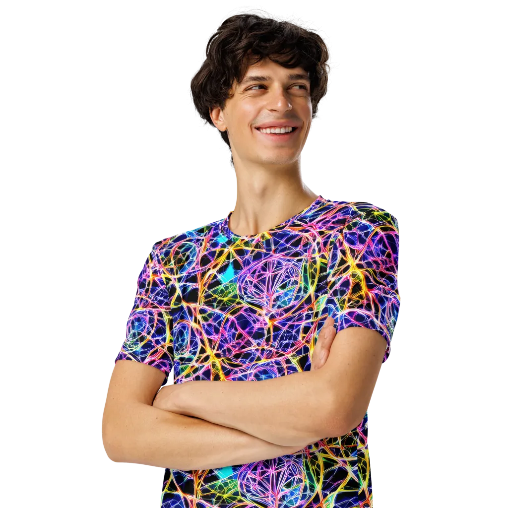 Laser Lace on Men's Crew Neck T-Shirt — Left Front