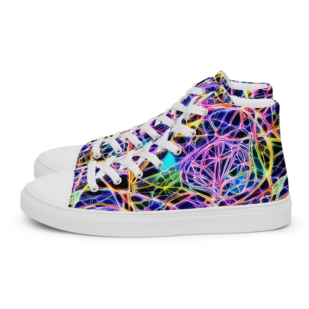 Laser Lace on Men's High Top Canvas Shoes — Left