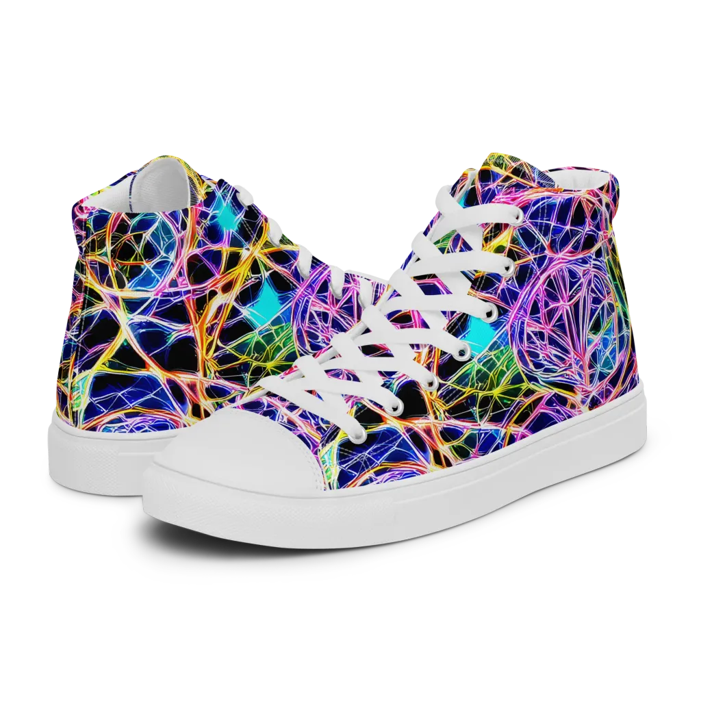 Laser Lace on Men's High Top Canvas Shoes — Left