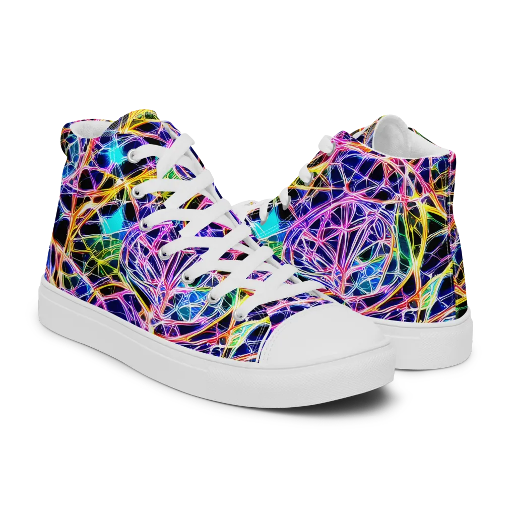 Laser Lace on Men's High Top Canvas Shoes — Right