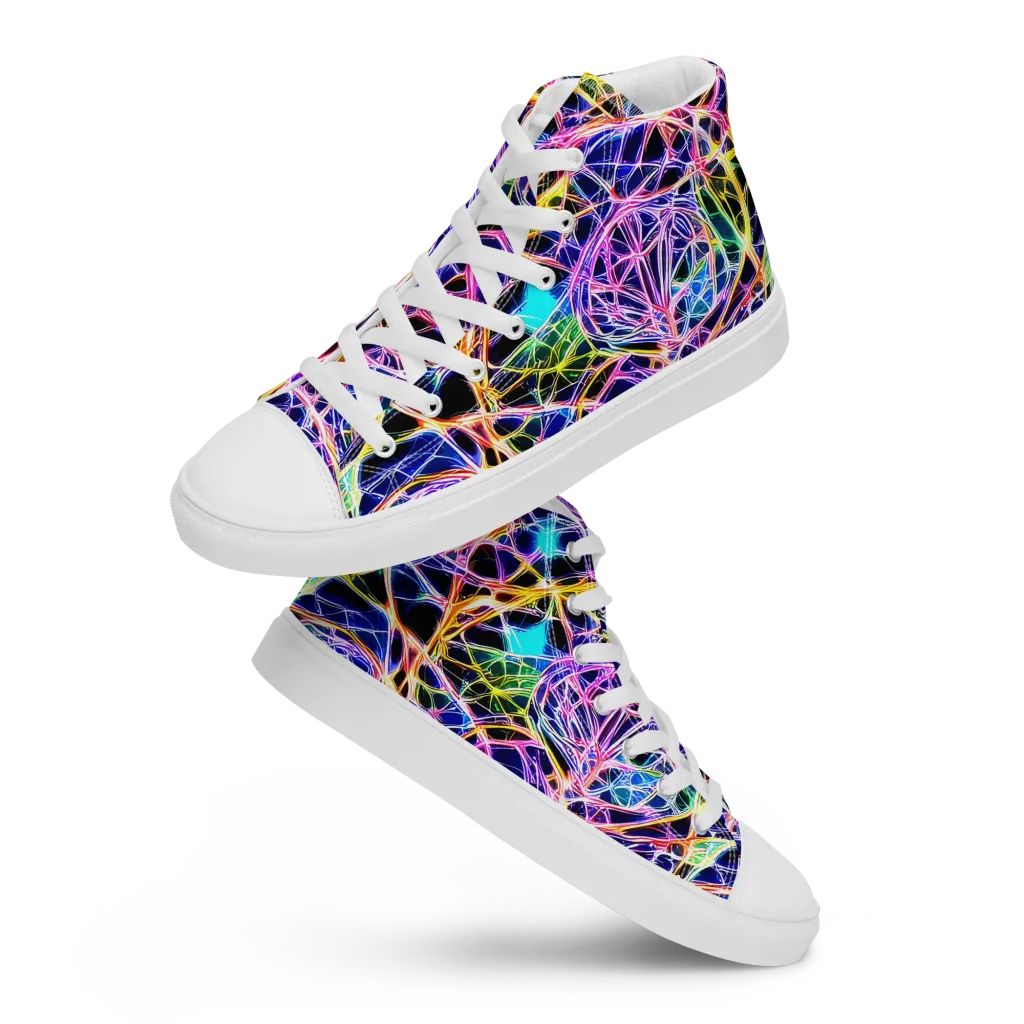 Laser Lace on Men's High Top Canvas Shoes — Front