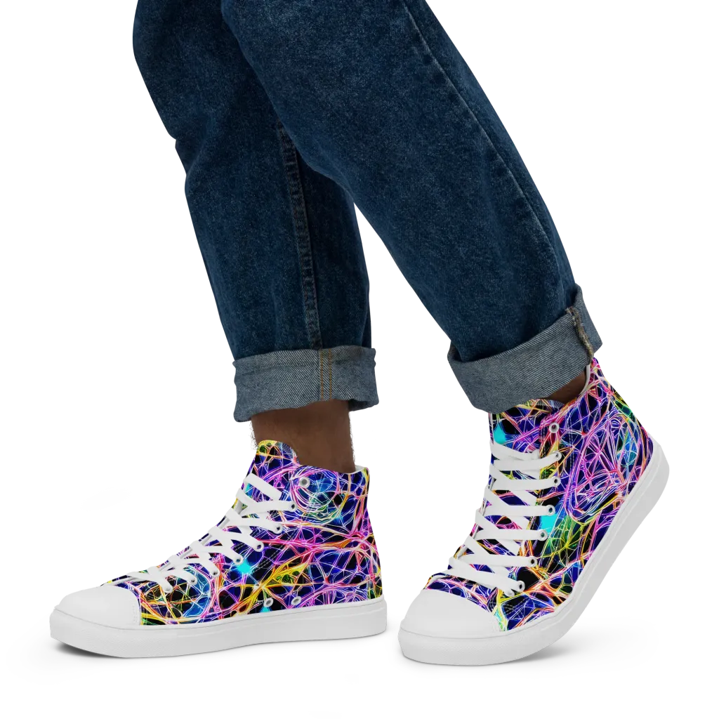 Laser Lace on Men's High Top Canvas Shoes — Left
