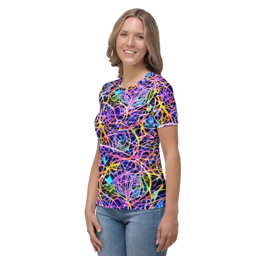 Laser Lace on Women's Crew Neck T-Shirt — Left