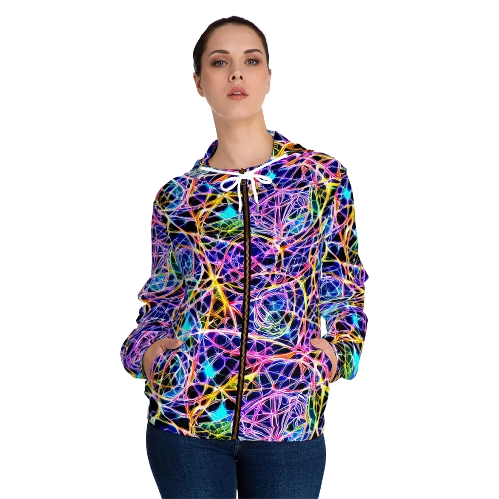 Laser Lace on Women's Full-Zip Hoodie — Front On Person