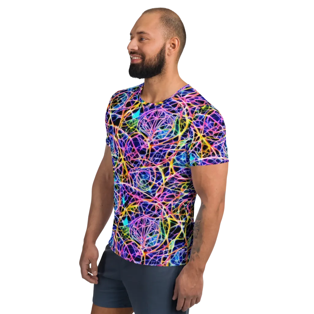Laser Lace on Men's Athletic T-Shirt — Left