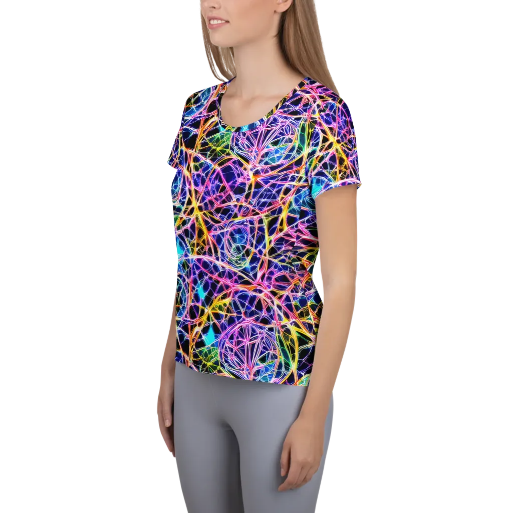Laser Lace on Women's Athletic T-Shirt — Left