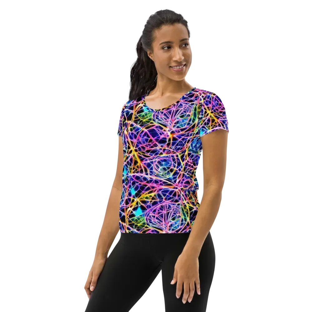 Laser Lace on Women's Athletic T-Shirt — Left