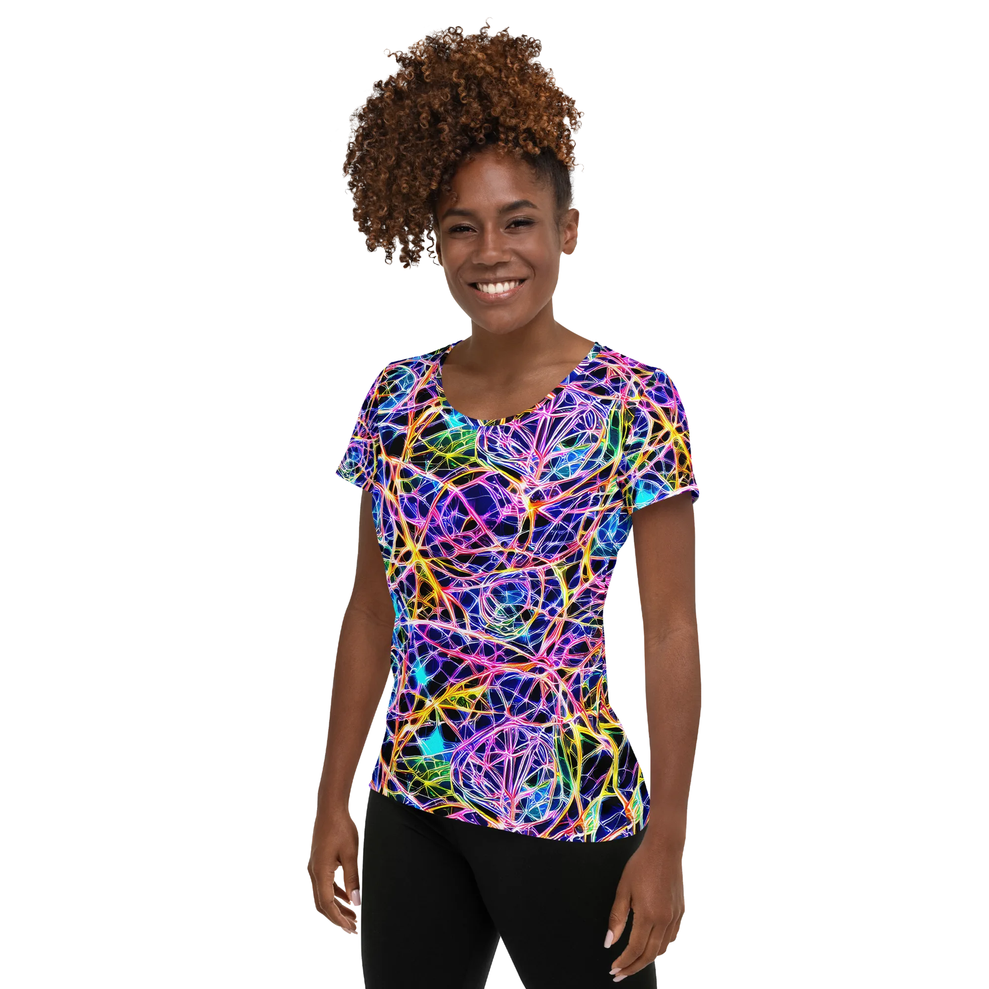 Laser Lace on Women's Athletic T-Shirt — Left