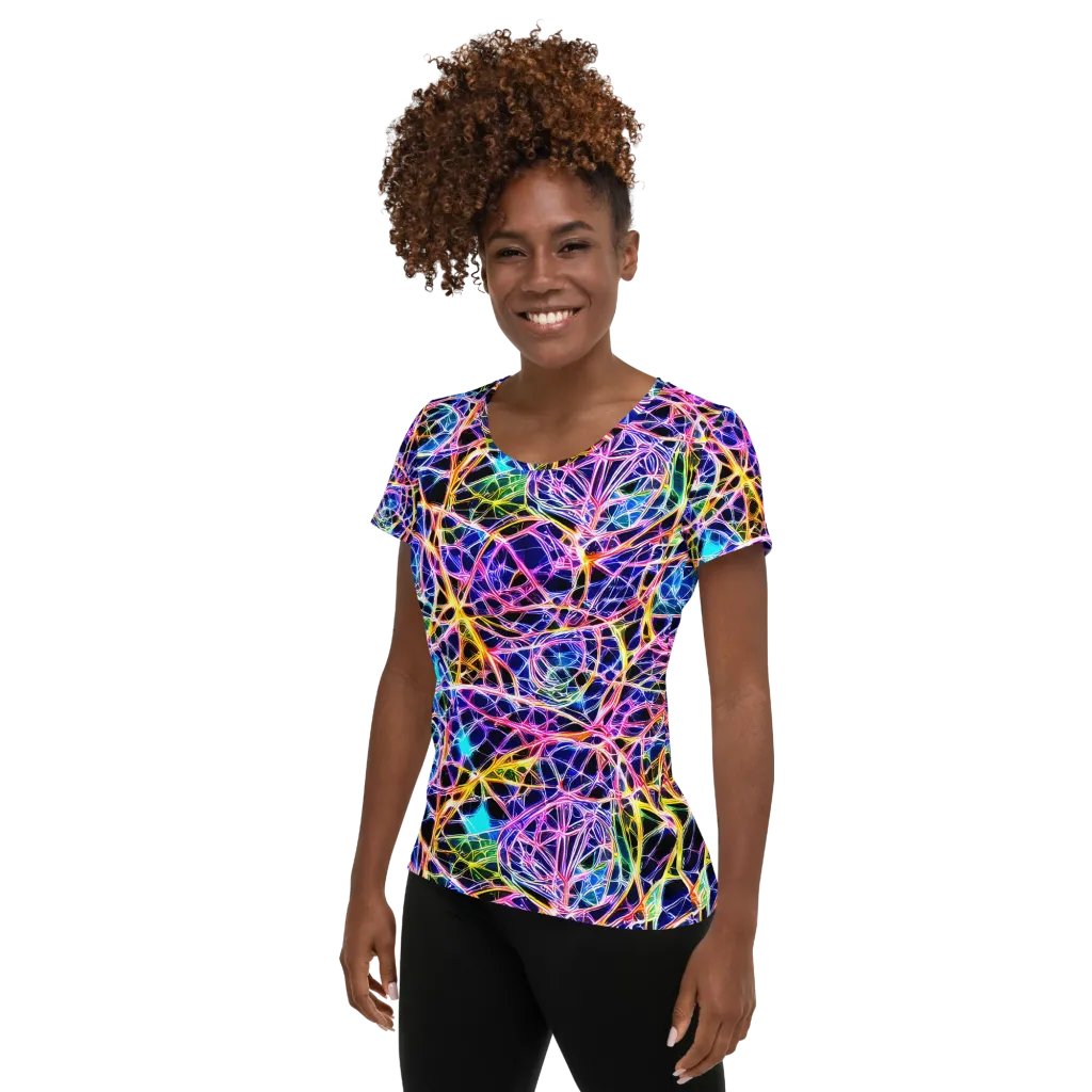 Laser Lace on Women's Athletic T-Shirt — Left